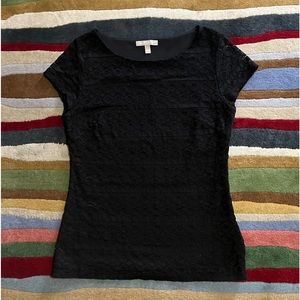 Banana Republic Black see thru Cap Sleeve Top.  Body of top is lined.